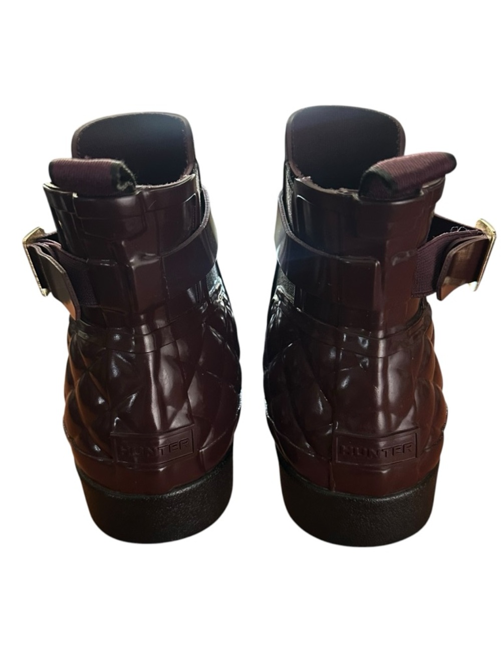 Hunter Womens Rain Boots Gloss Quilt Chelsea Casual Buckle Rubber Size 9 Purple - Picture 4 of 8